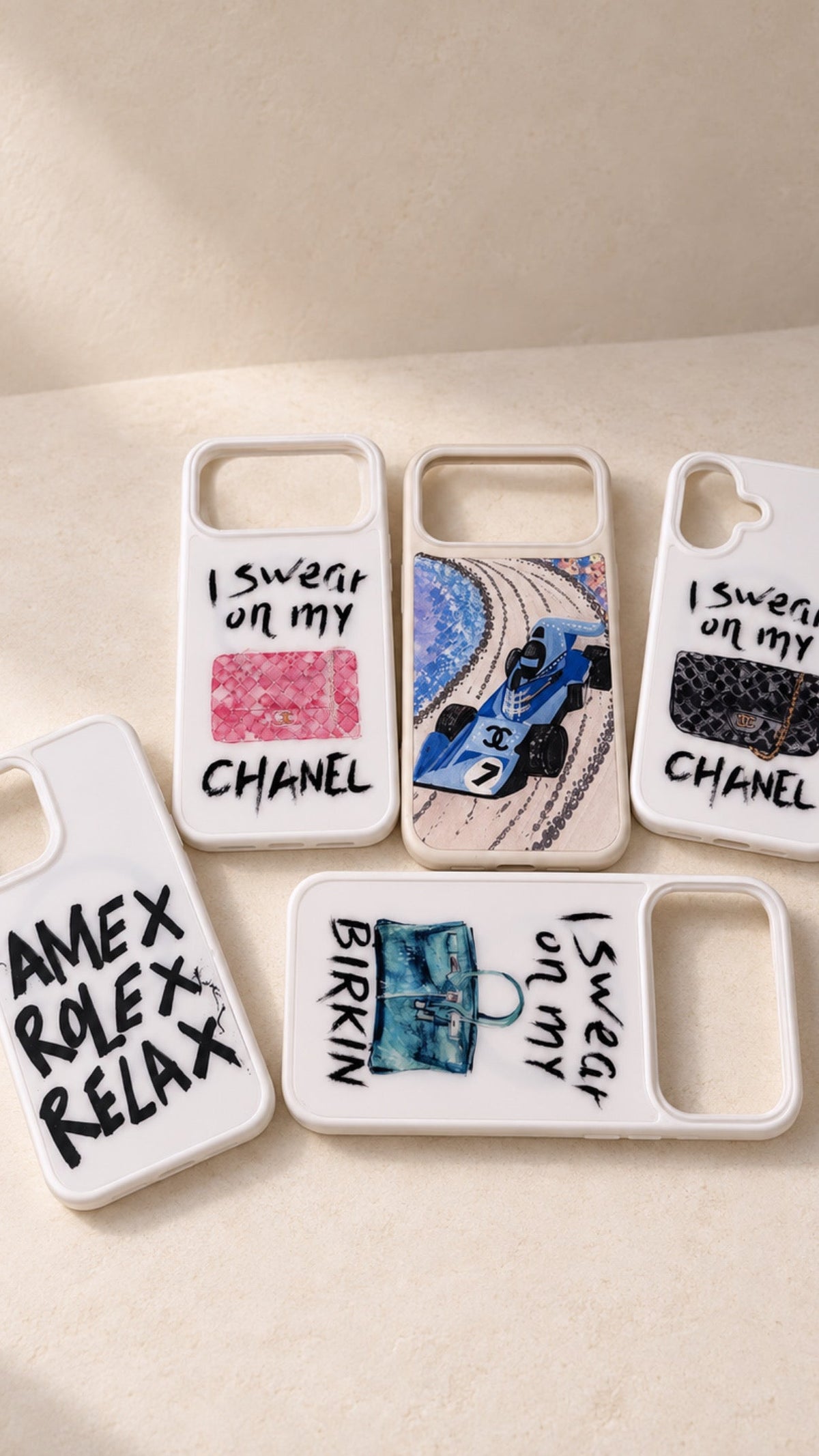 Silicon Chanel F1 Phone Case Cream