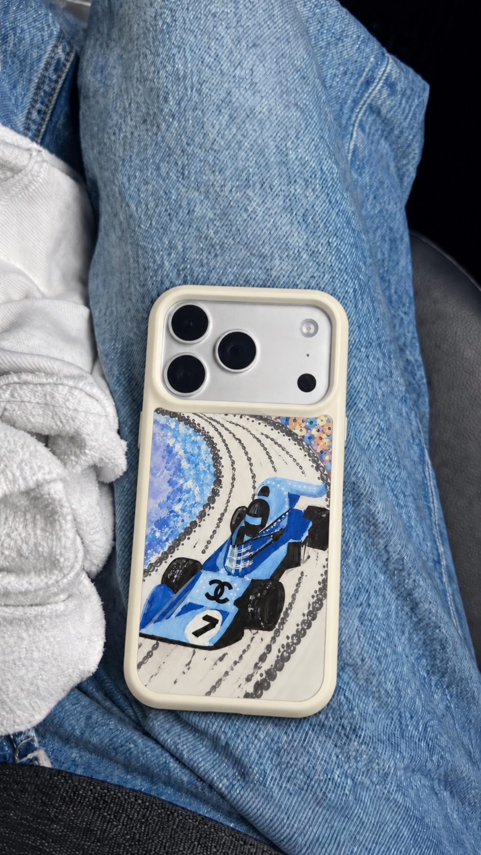 Silicon Chanel F1 Phone Case Cream