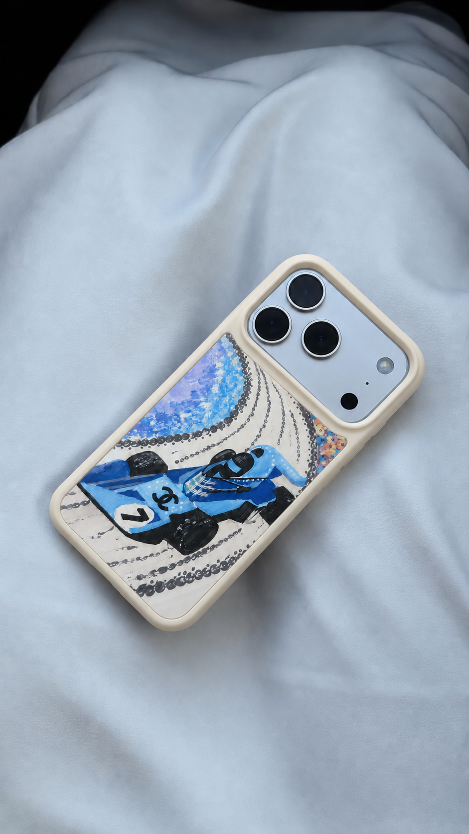 Silicon Chanel F1 Phone Case Cream